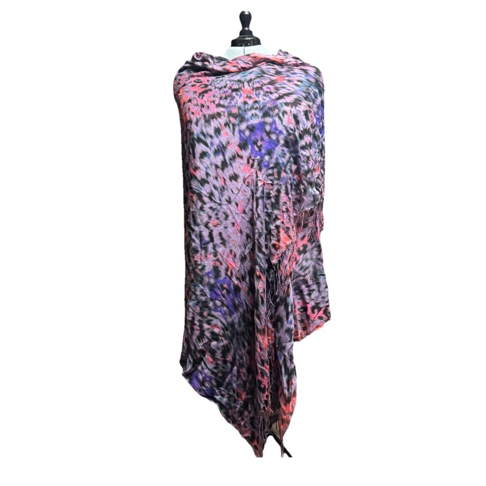 Multicolor Lightweight Scarf / Shawl / Wrap | Purple Pink Turquoise Orange Black